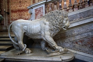 leone, criniera, marmo, coda, statua, scala, balaustra, gradini, scalini, zampe, scultura, bocca, scalinata, profilo