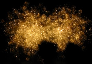 notte, fuochi, giallo, nero, luci, oro, stelle, festa, cielo, notturno