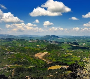 verde, nuvole, colline, cielo, montagne, azzurro, panorama, paesaggio, alberi, bianco, campagna, strade, case, natura, campi
