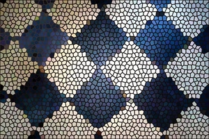 mosaico, blu, bianco, pavimento, geometrie, rombi, vetro, bicolore