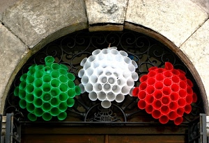 rosso, verde, bianco, arco, tricolore, bicchieri, porta, plastica, muro, ferro, portone