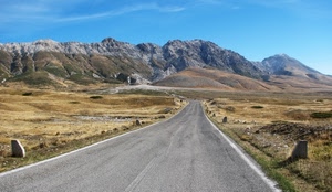 strada, montagne, cielo, montagna, campi, rocce, panorama