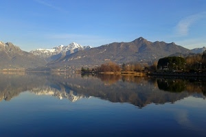 lago, montagne, alberi, riflesso, riflessi, panorama, acqua, montagna, cielo, neve