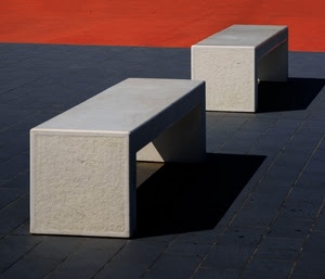 panchine, rosso, due, ombra, grigio, marmo, ombre, nero, geometrie, arancione