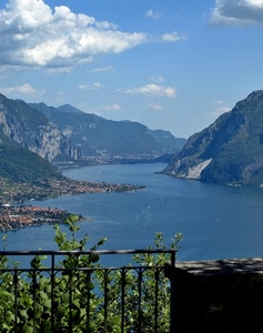 lago, ringhiera, montagne, nuvole, panorama, acqua, cielo, azzurro, affaccio, verde, fiume, montagna, rami