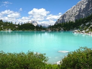 lago, nuvole, cielo, montagna, acqua, montagne, cespugli, panorama, celeste, alberi