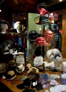 cappelli, vetrina, rosso, esposizione, negozio, riflessi, ombrello, bianco