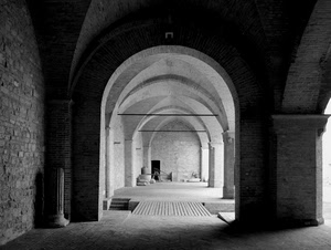 bianconero, portico, archi, colonne, arcate, colonna, mattoni