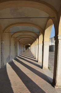 ombre, archi, portico, pilastri, prospettiva, colonne, porticato, portici, luce, cielo, ombra, linee