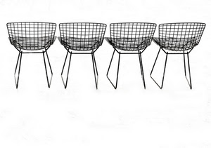 sedie, quattro, nero, rete, metallo, bianconero, bianco, fila, minimalismo, sedia