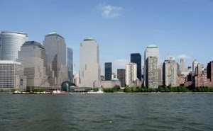 grattacieli, fiume, acqua, grattacielo, cielo, città, alberi, mare, barche, panorama, vetro, palazzi