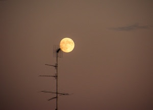 luna, antenna, cielo, antenne, notte, minimalismo, piena