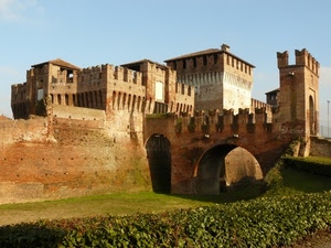 castello, merli, ponte, torri, fossato, arco, fortezza, mura, verde, medioevo