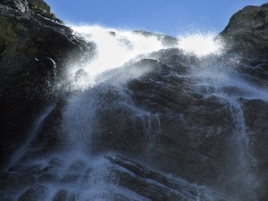 acqua, cascata, rocce, roccia, cielo, spruzzi, bianco