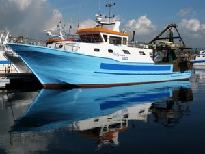 barca, mare, riflesso, peschereccio, porto, azzurro, acqua, nuvole, blu, cielo, riflessi