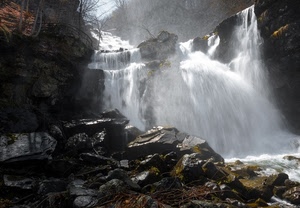 cascata, acqua, rocce, fiume, piante, bianco