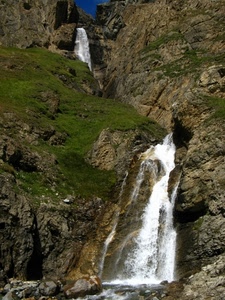 acqua, rocce, cascata, montagna, verde, cascate, erba, roccia
