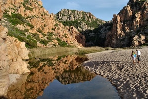 rocce, riflesso, sabbia, acqua, fiume, montagna, montagne, riflessi, persone, paesaggio, lago