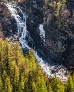 cascata, alberi, acqua, rocce, roccia, verde, montagne, torrente, bianco, fiume, bosco, ghiaccio