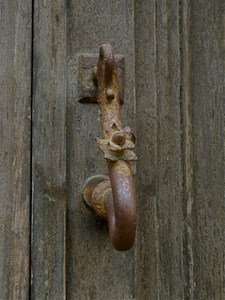 legno, batacchio, ruggine, ferro, porta, metallo, battente, maniglia, portone, fiore, antico