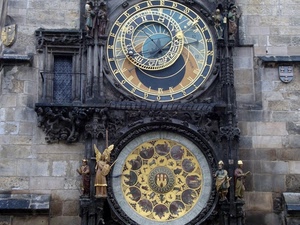 orologio, statue, lancette, orologi, meridiana, numeri, praga, muro, cerchi