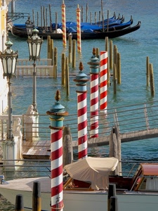 venezia, gondole, lampioni, pali, laguna, barca, acqua