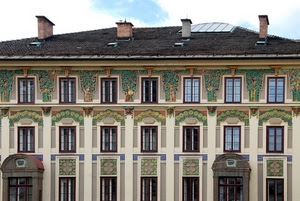 finestre, liberty, palazzo, comignoli, casa, tetto, decorazioni, camini