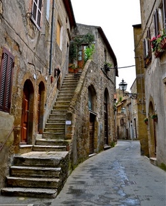 vicolo, lampione, scala, scale, gradini, scalinata, borgo, portoni, paese