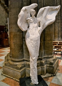 angelo, chiesa, colonne, ali, statua, bianco, colonna, scultura, marmo