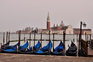 venezia, campanile, gondole, chiesa, blu, mare, acqua, laguna, lampione