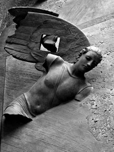 angelo, statua, bianconero, ali, ala, muro