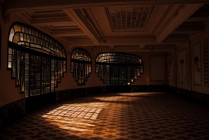 vetrate, pavimento, ombre, soffitto, salone, luce, ombra, stanza, geometrie, liberty, finestre, luci, interno