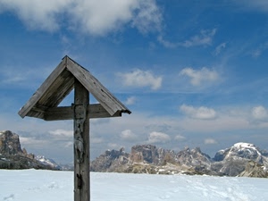 neve, cielo, montagne, nuvole, montagna, crocifisso, croce, legno