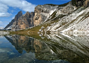 lago, riflesso, montagne, acqua, nuvole, montagna, cielo