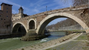 fiume, ponte, campanile, acqua, archi, roma, torre