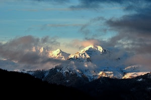 neve, nuvole, montagna, cielo, panorama, montagne, paesaggio