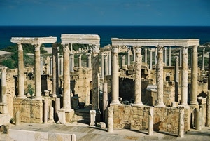 colonne, mare, rovine, ruderi, verde, archeologia, antico, monumento, antichità