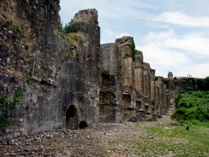 ruderi, mura, cielo, rovine, sentiero, verde, sassi, erba, rudere