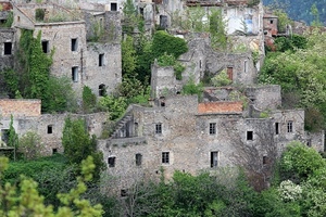 finestre, case, verde, ruderi, borgo, alberi, piante, palazzi, abbandono