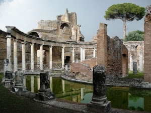 acqua, colonne, ruderi, rovine, cielo, riflessi, albero, alberi, riflesso, nuvole, verde, pino, fontana, resti, antichità