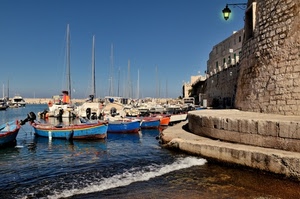 barche, mare, porto, lampione, alberi, cielo