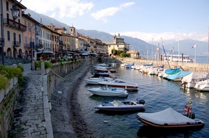 barche, porto, case, mare, acqua, lago