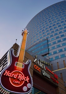 chitarra, grattacielo, finestre, insegne, palazzo, luci, musica, vetri, bar, corde, insegna