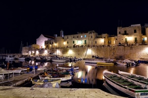 barche, porto, mare, luci, notturno, case, notte