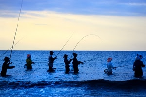 mare, pescatori, canne, pescare, blu, pesca, acqua, onde, azzurro