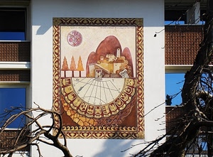 meridiana, albero, rami, muro, dipinto, finestre, ombra, tempo, bianco, sole, ombre, numeri, alberi