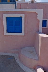 finestra, rosa, blu, azzurro, persiane, muri, casa, muro, bianco