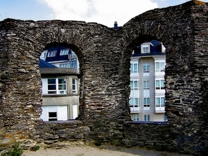 finestre, archi, case, ruderi, pietra, due, muro, pietre, rudere, palazzo