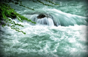 acqua, fiume, cascata, verde, sasso, torrente, foglie, masso, bianco