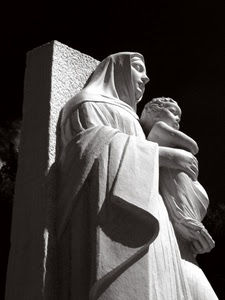 bambino, statua, madonna, bianco, marmo, nero, bianconero, mani, ombre, donna, statue, scultura